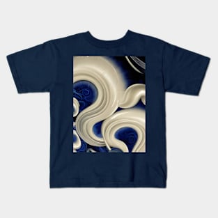 owing Ivory And Cobalt Curlicues Kids T-Shirt